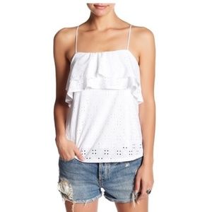 Harlowe & Graham Eyelet Flutter Cami Top